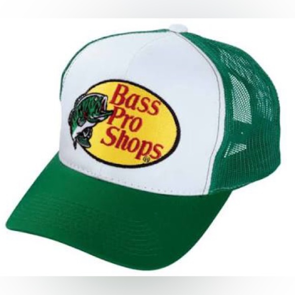Bass Pro Shops Green Mesh Trucker Hat | Embroidered Logo Baseball Cap | Like New